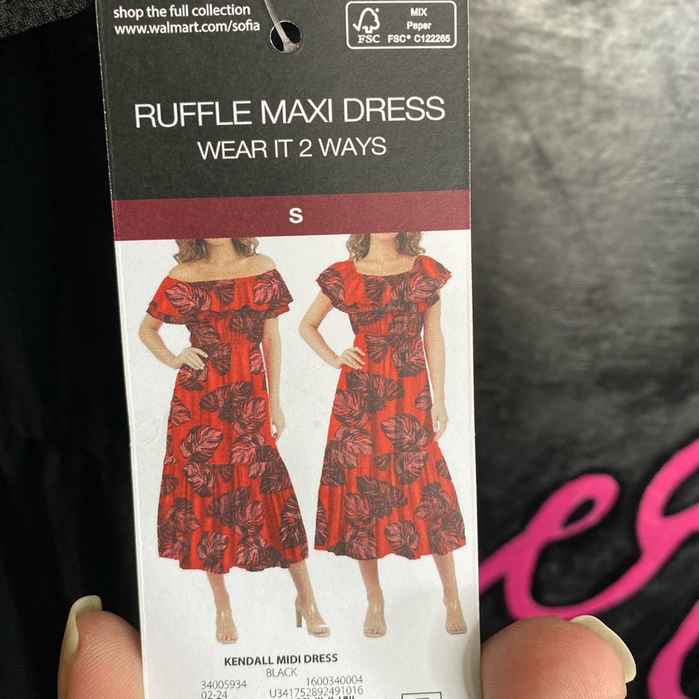 Sofia Vergara Black midi dress with ruffle sleeves size small nwt - Picture 2 of 3
